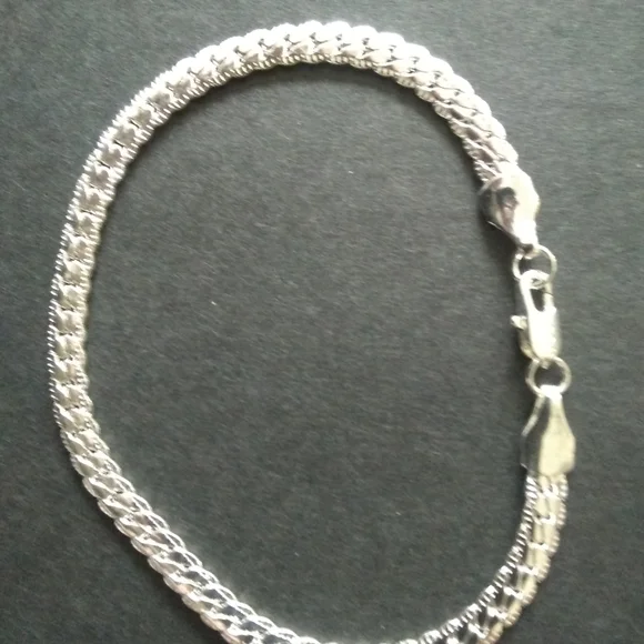 925 Silver PLATED Solid 5MM Flat Bracelet… - Picture 3 of 3